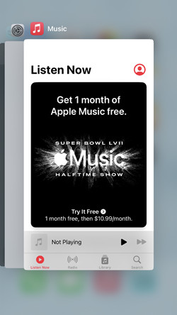 force quit music app ios