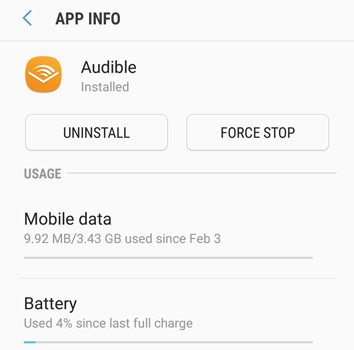 force stop audbile android