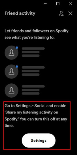 Friend Activity panel on Spotify