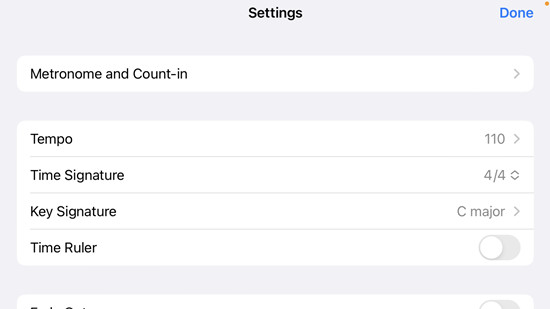 garageband song settings tempo