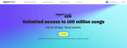 get amazon music unlimited by student