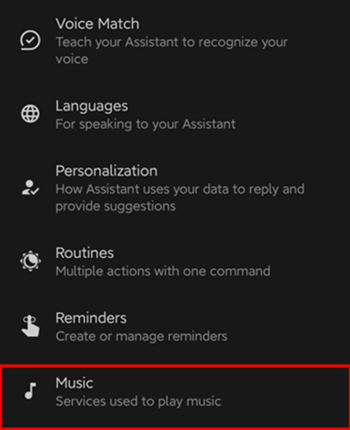 google assistant music