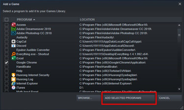 google chrome add selected programs steam deck