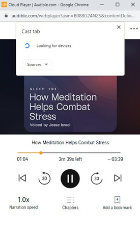 google chrome audible cloud player cast