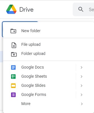 google drive new folder