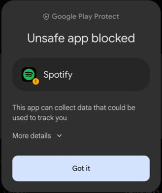 google play block xamanager for spotify unsafe