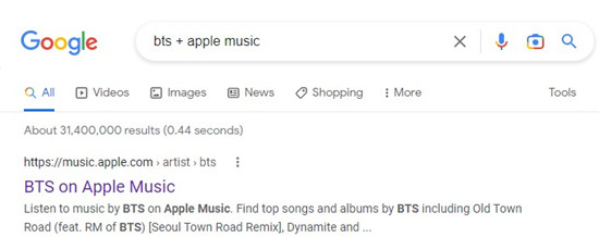 google search apple music