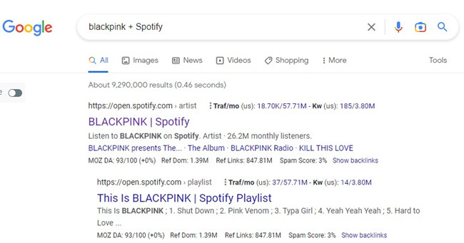 Goggle Search Spotify