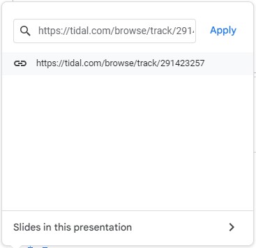 google slide apply tidal track link