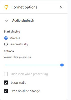 google slide audio playback