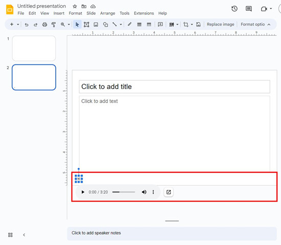 google slide inserted audio