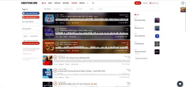 hearthis page