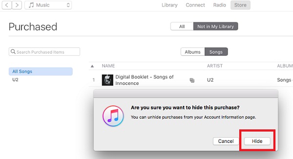hide itunes purchases