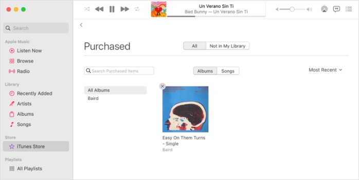 hide music purchases on mac