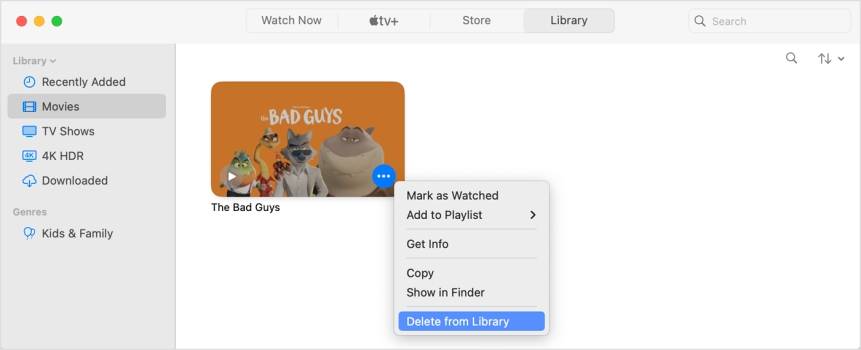 hide video purchases on mac