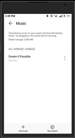 all songs on Huawei Watch health app
