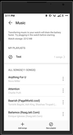 huawei watch health manage music