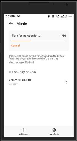 huawei watch health transfer phone music