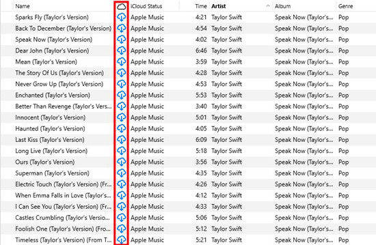 icloud itunes songs