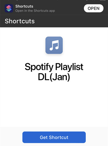icloud shortcuts spotify playlist dl