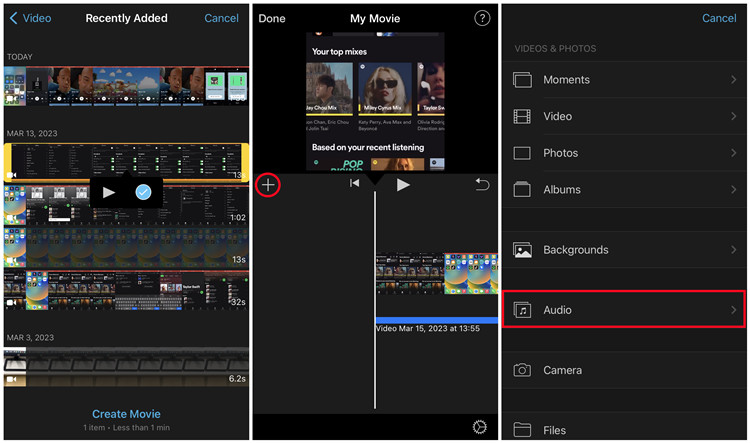 Getting Music From The Audio Library and put into iMovie when editing in iPhone