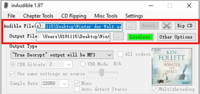 inaudible output auduible file locations