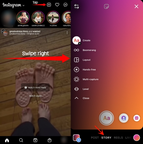 instagram story button
