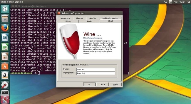 wine on linux