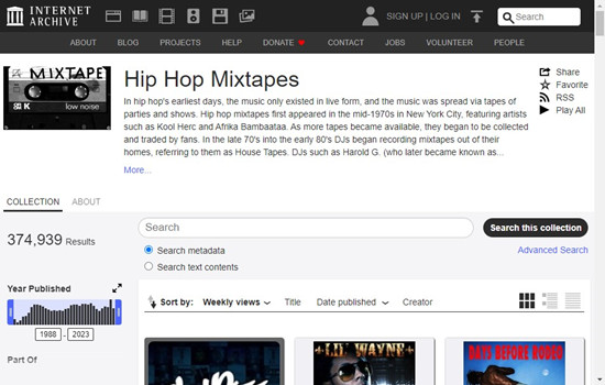 internet archive hip pop mixtapes