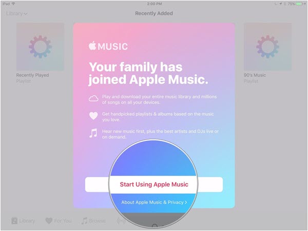 invite family to apple music