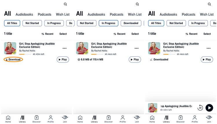 ios audible download titles
