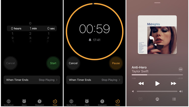 ios clock when timer ends stop playing apple music