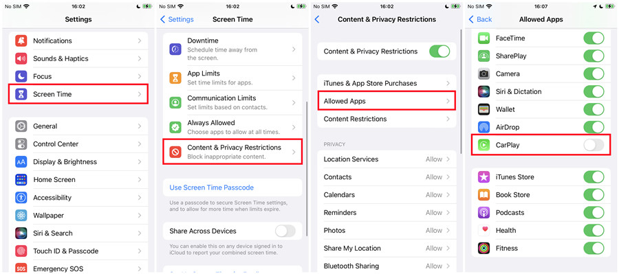 ios content privacy restrictions not allow carplay