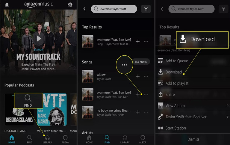 find music to download from Amazon for iOS devices