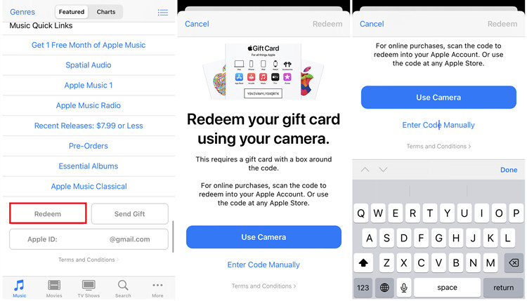 ios itunes store redeem gift card