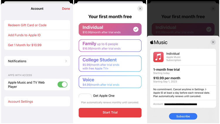 ios apple music free trial