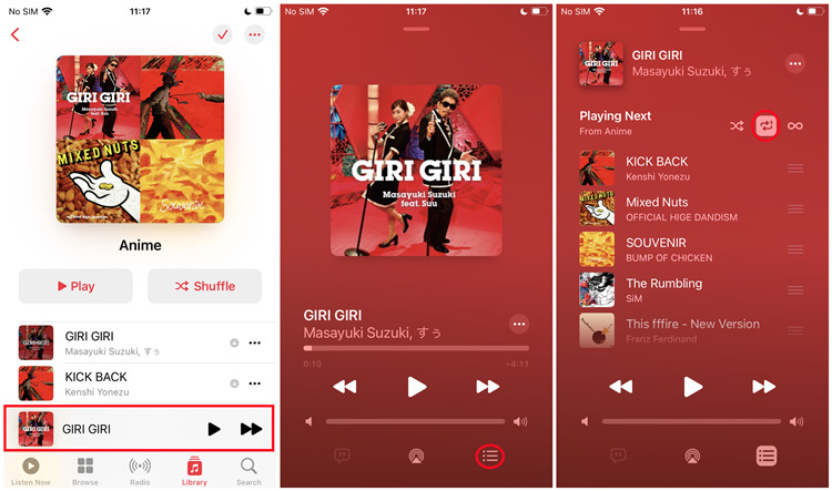 ios music disable repeat mode