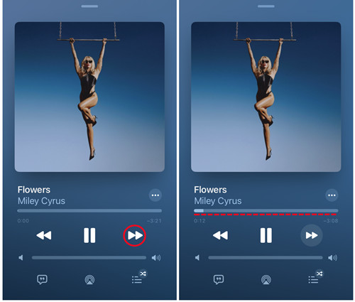 ios music fast forward
