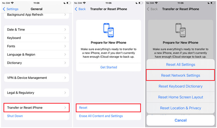 ios reset network settings