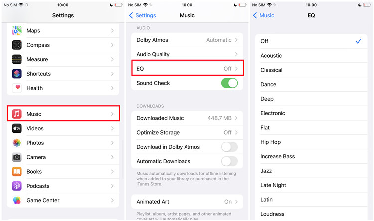 ios settings music eq