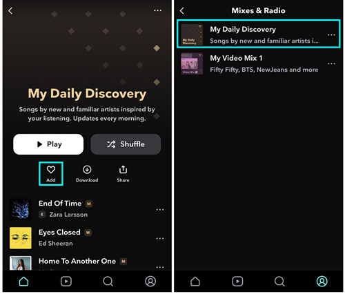 ios tidal save my daily discovery to mixes radio