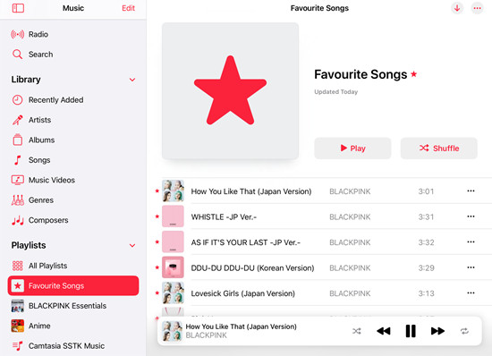 ipad music find favorite songs playlist