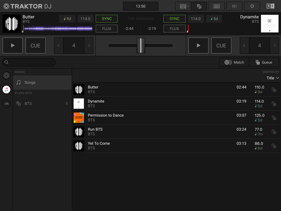 ipad traktor dj 2 browser tree itunes tracks