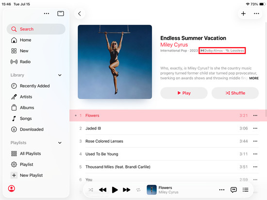 ipados apple music ablum dolby atmos available