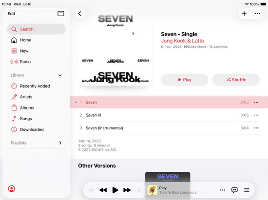 ipados apple music album explicit vs clean version