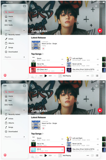 ipados apple music artist song explicit vs clean version