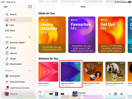 ipados apple music home discovery station
