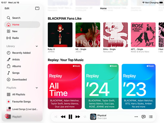 ipados apple music home replay playlists