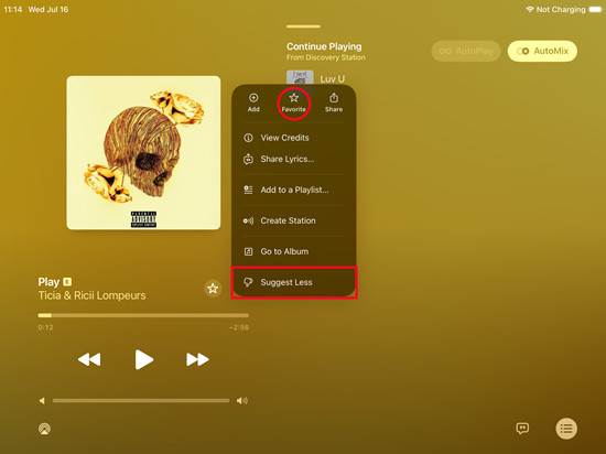 ipados apple music radio song more favorite suggest less