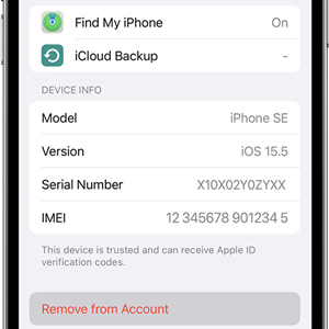 iphone settings apple id device remove from account